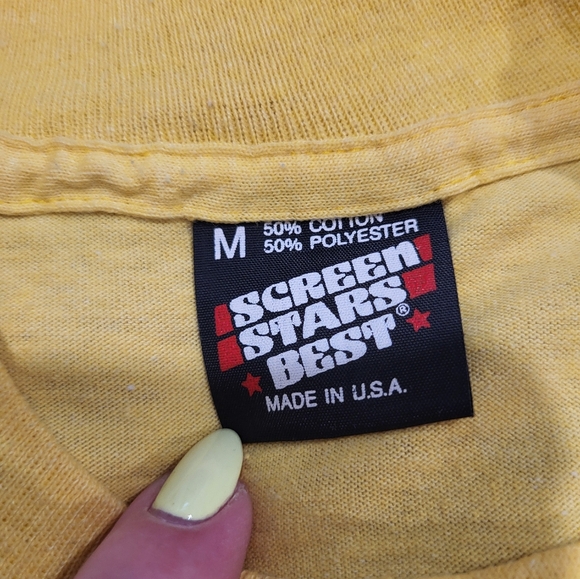 Yellow "car" tshirt.  Men's M. - Picture 2 of 3